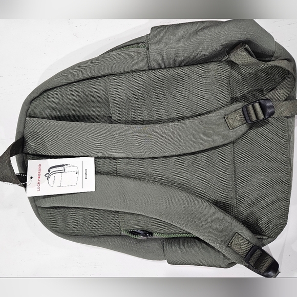 Lucky Brand Sage Green/ Army Neoprene Large Laptop Backpack Travel Bag NEW - Picture 2 of 7